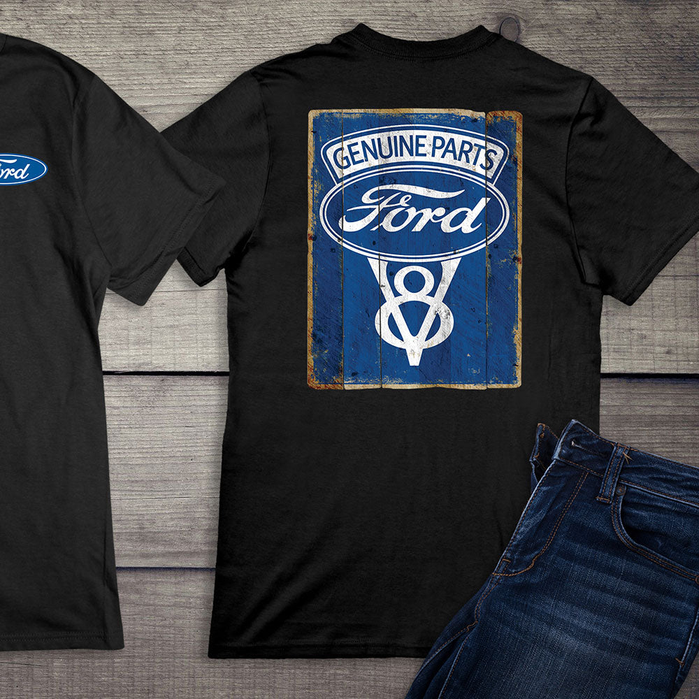 Ford Motor Company, Ford Genuine Parts V8 Logo Vintage Sign T-Shirt