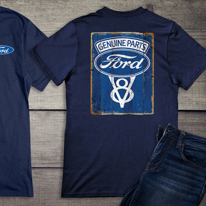 Ford Motor Company, Ford Genuine Parts V8 Logo Vintage Sign T-Shirt