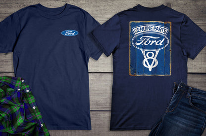 Ford Motor Company, Ford Genuine Parts V8 Logo Vintage Sign T-Shirt