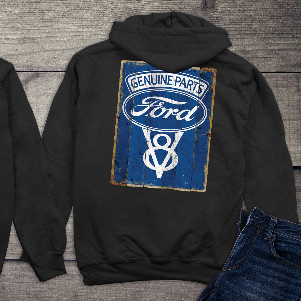 Ford Motor Company, Ford Genuine Parts V8 Logo Vintage Sign Hoodie