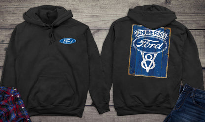 Ford Motor Company, Ford Genuine Parts V8 Logo Vintage Sign Hoodie