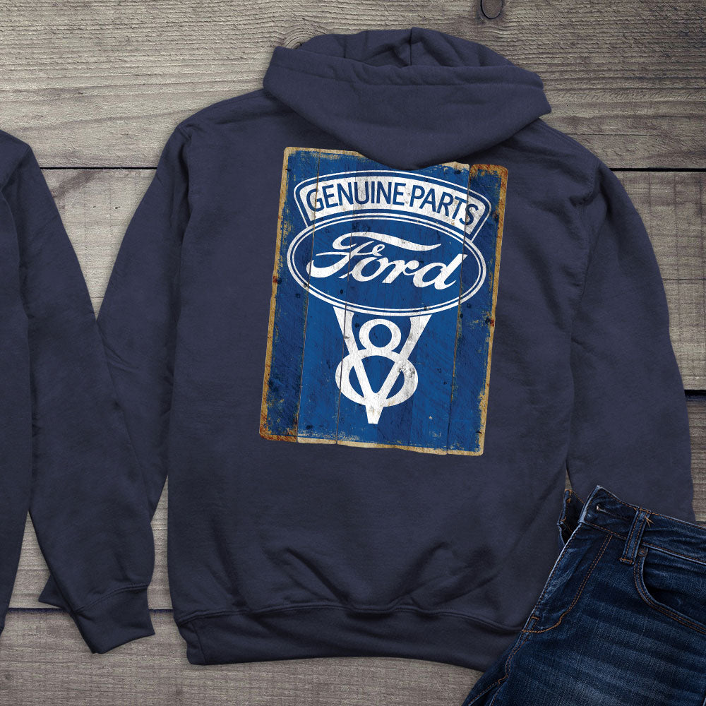 Ford Motor Company, Ford Genuine Parts V8 Logo Vintage Sign Hoodie