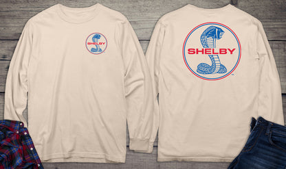 Shelby Cobra Blue & Red With Crest Long Sleeve Tee