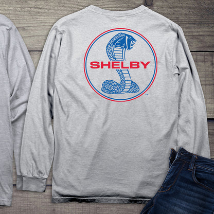 Shelby Cobra Blue & Red With Crest Long Sleeve Tee