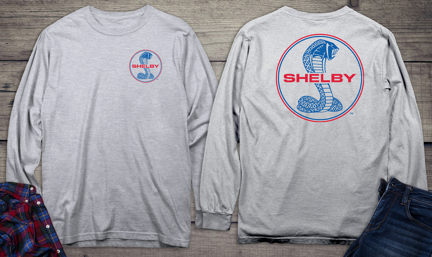 Shelby Cobra Blue & Red With Crest Long Sleeve Tee