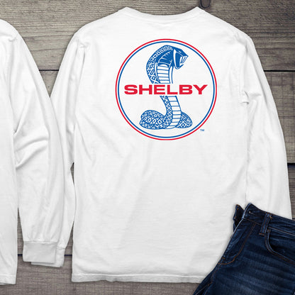 Shelby Cobra Blue & Red With Crest Long Sleeve Tee