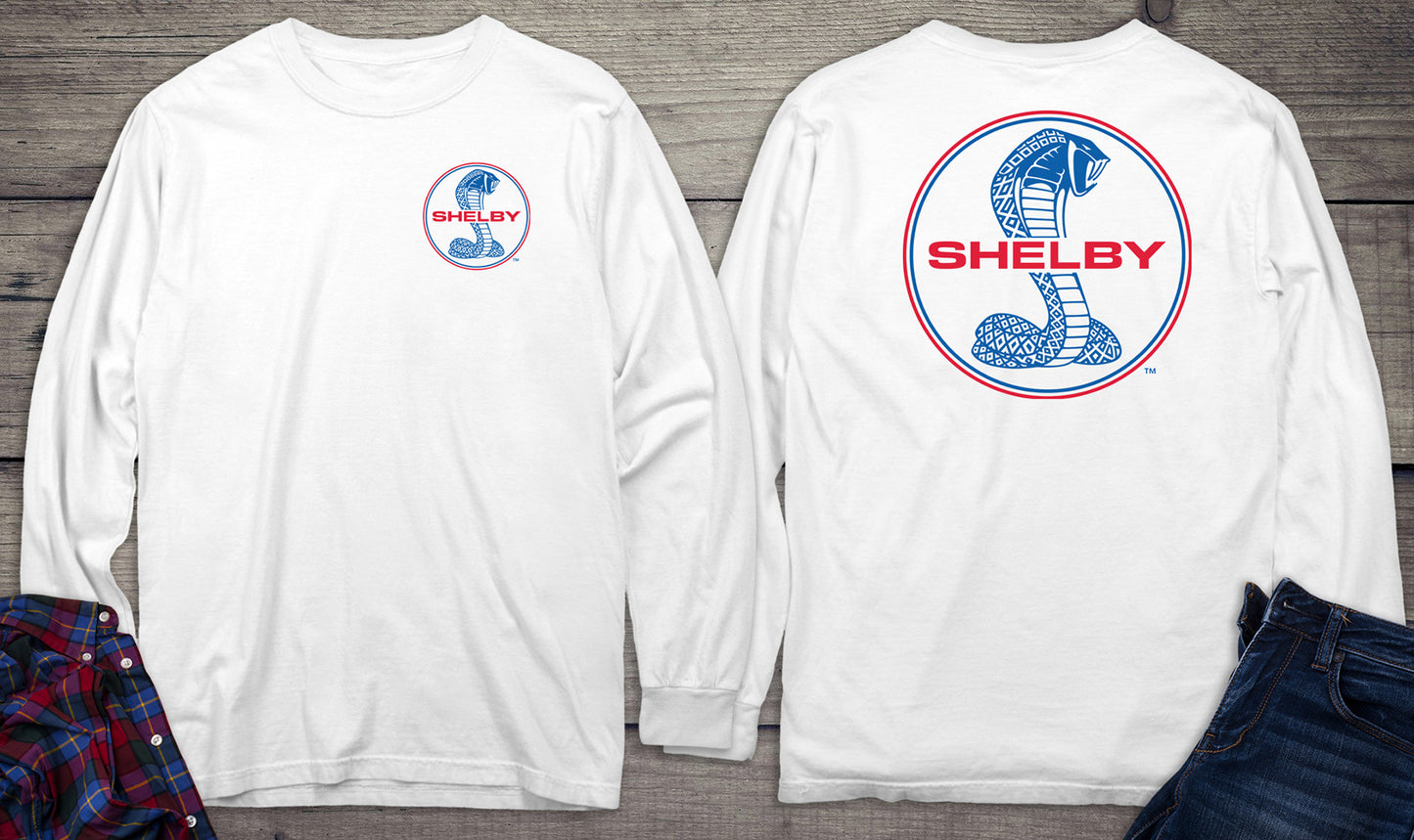 Shelby Cobra Blue & Red With Crest Long Sleeve Tee