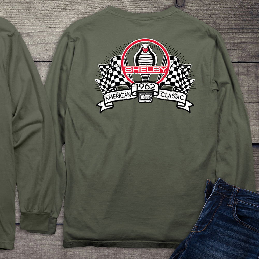 Shelbys Racing Flags With Crest Long Sleeve Tee