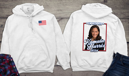 I'm With Her Kamala With Crest Hoodie