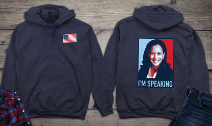 I'm Speaking Kamala With Crest Hoodie