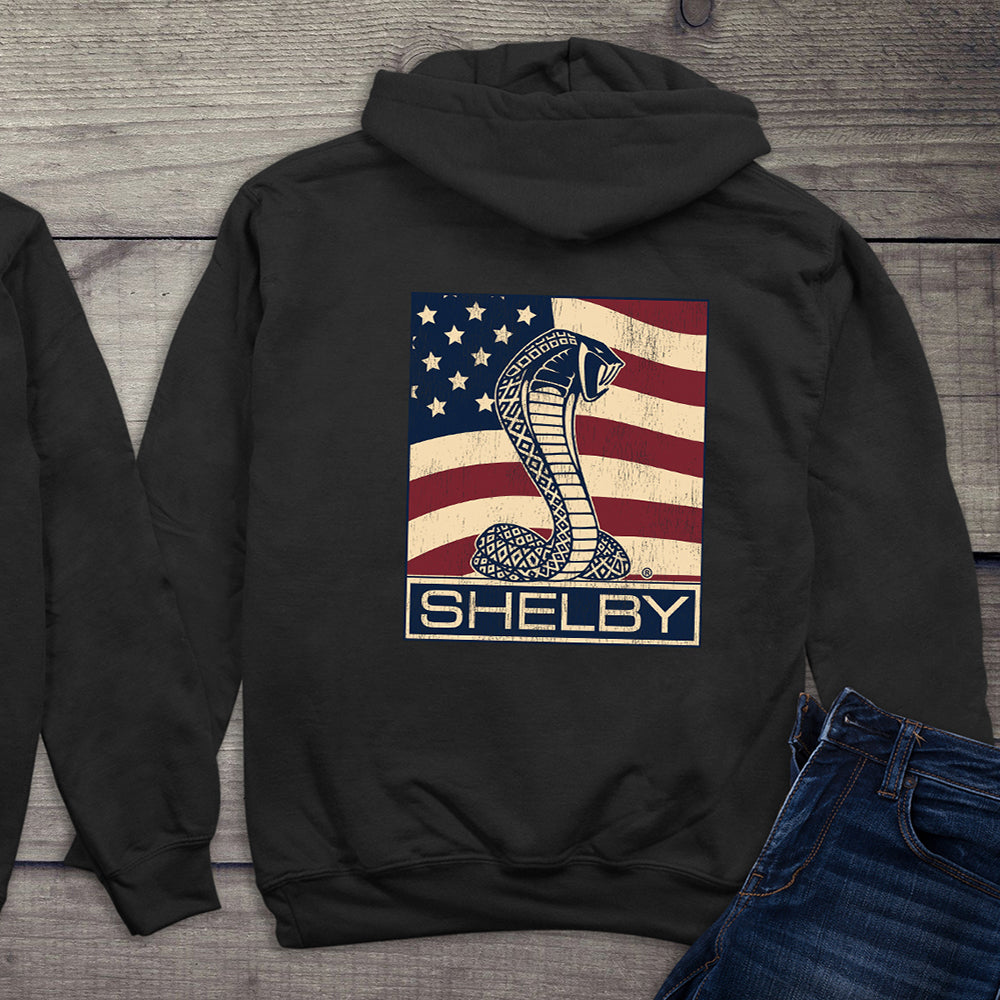 Shelby Cobra Flag With Crest Hoodie