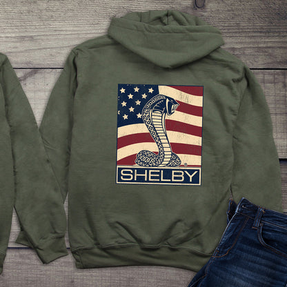 Shelby Cobra Flag With Crest Hoodie