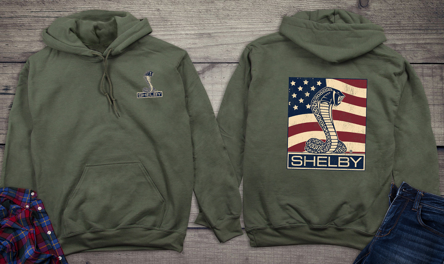 Shelby Cobra Flag With Crest Hoodie