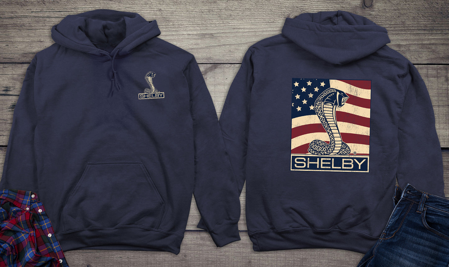 Shelby Cobra Flag With Crest Hoodie