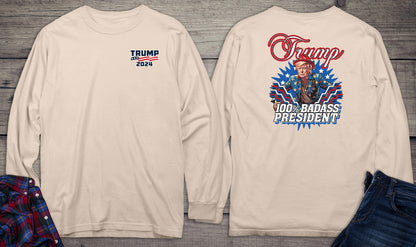 Badass President With Crest Long Sleeve Tee