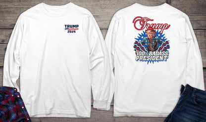 Badass President With Crest Long Sleeve Tee