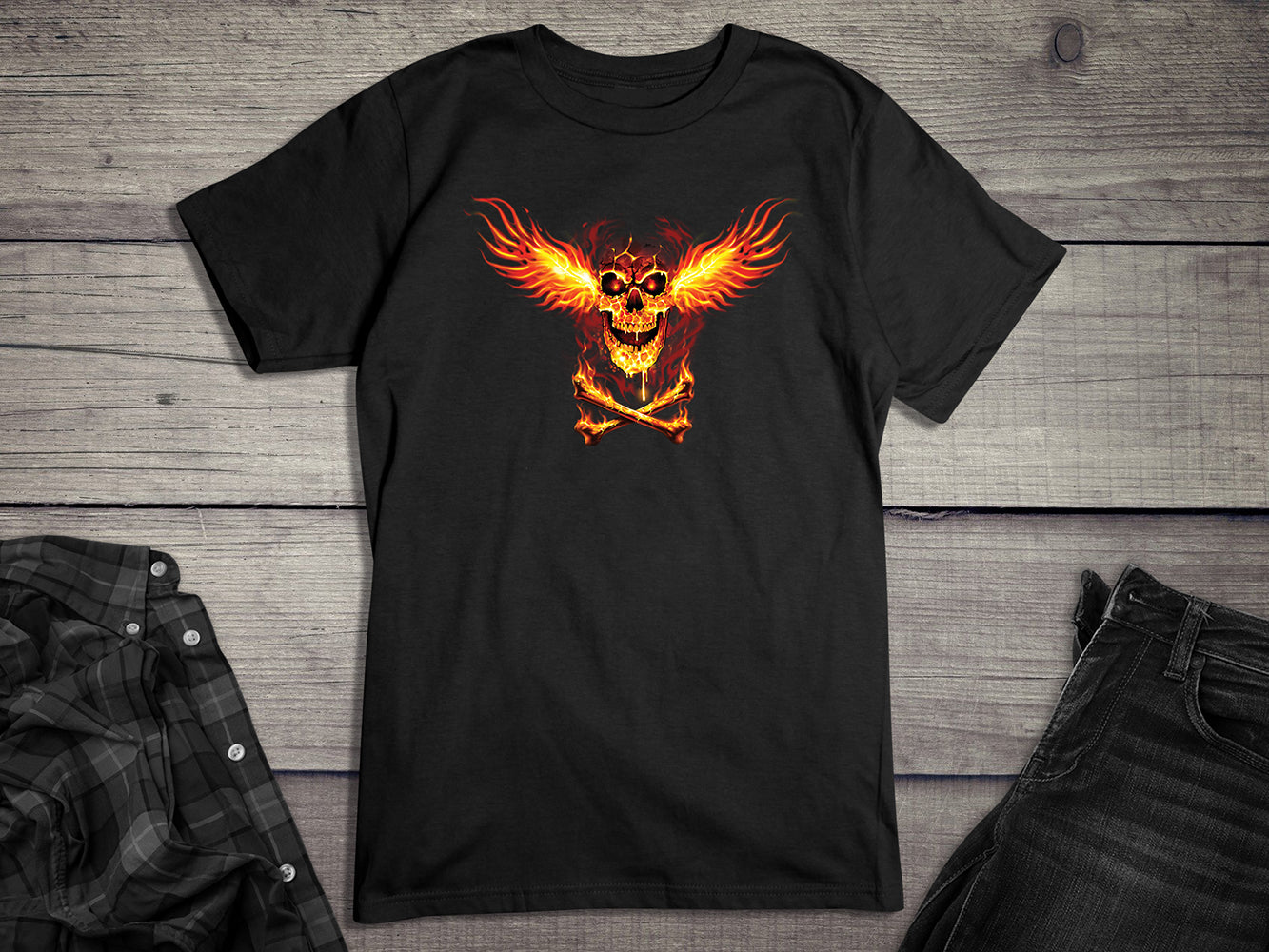 Skull Fire Wings T-Shirt