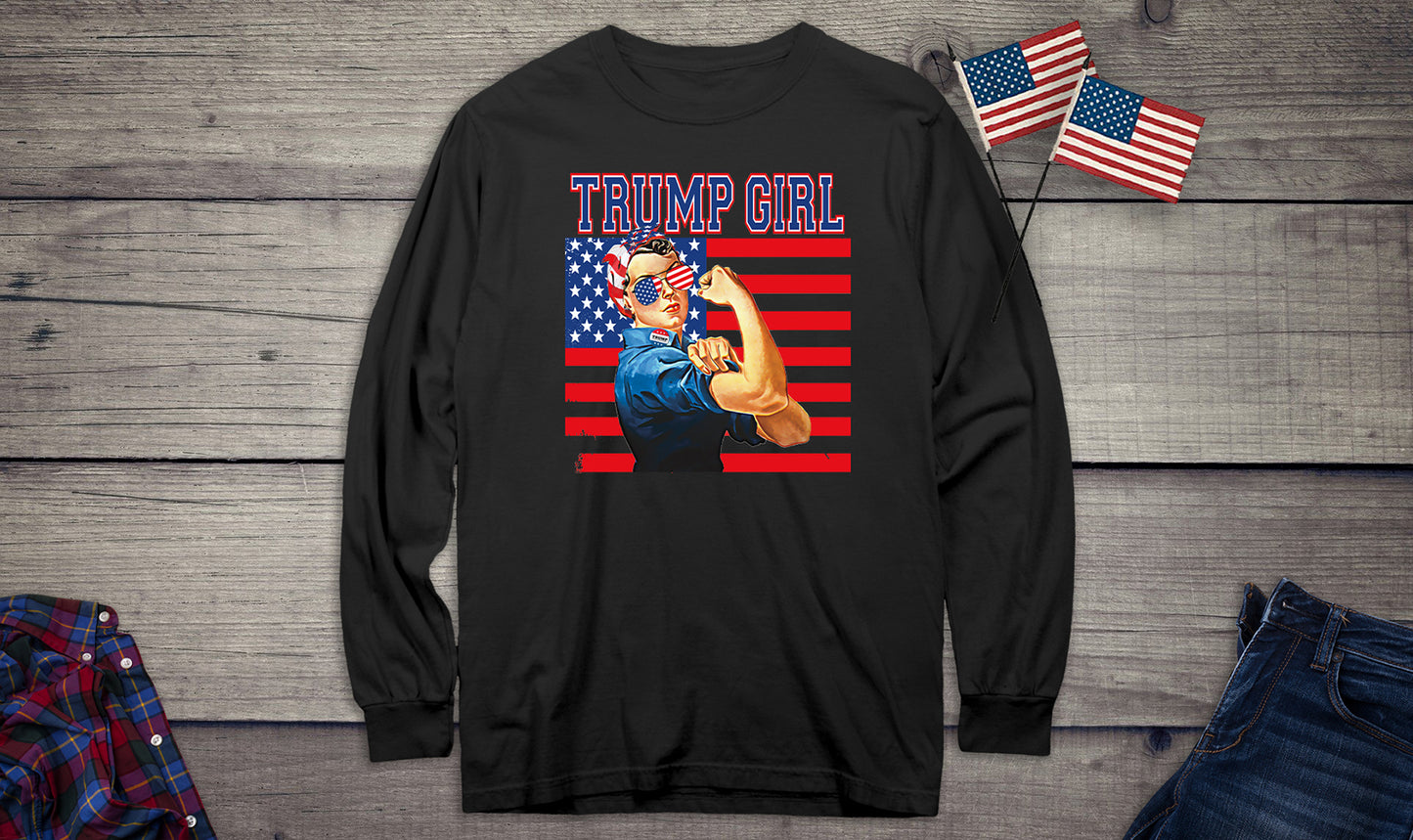 Trump Girl Flag Long Sleeve Tee