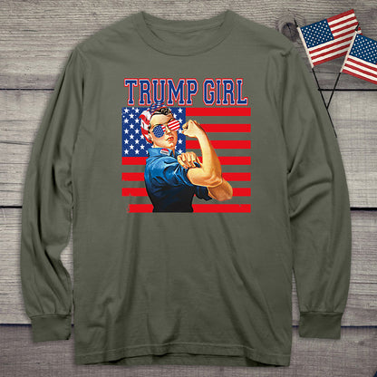 Trump Girl Flag Long Sleeve Tee