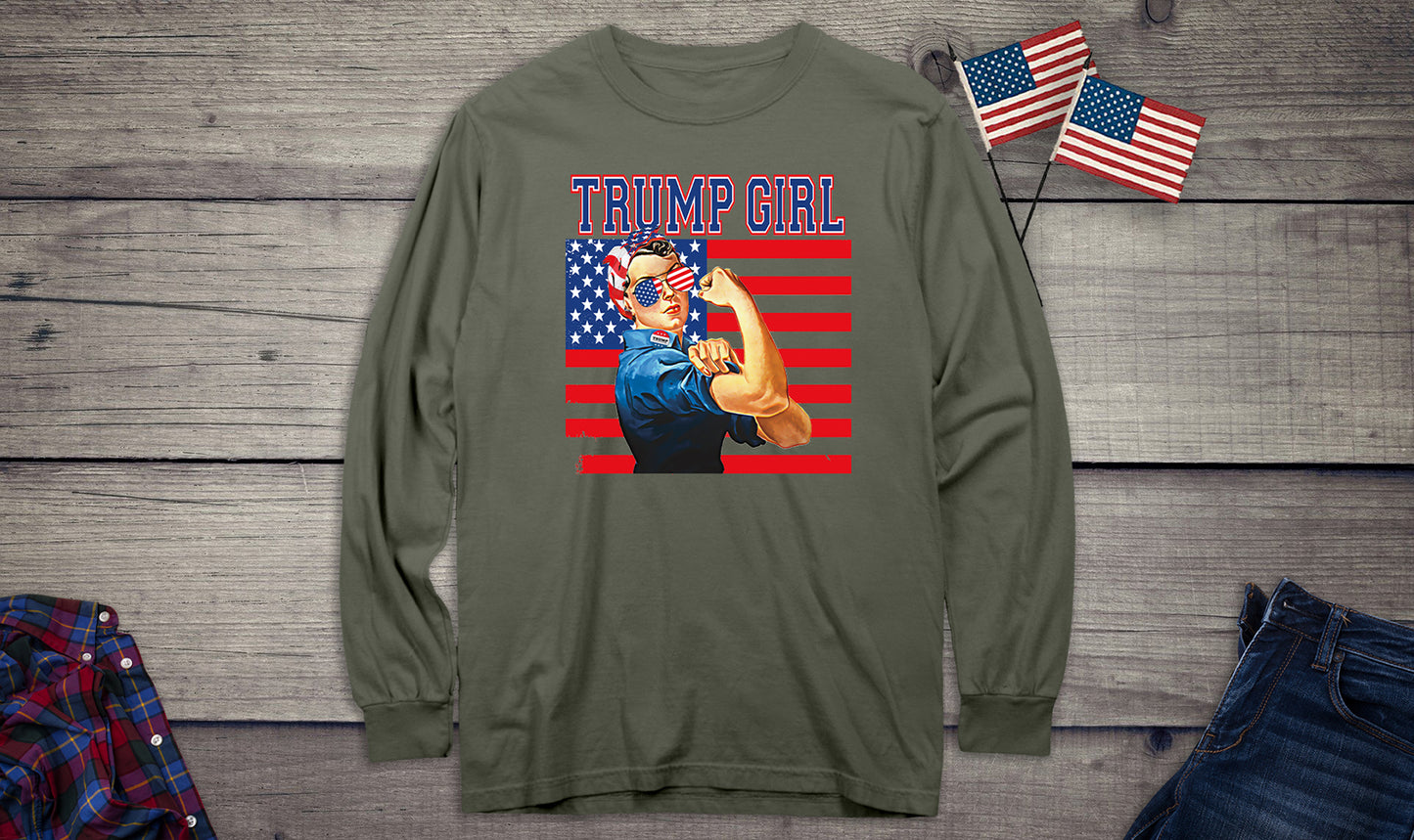 Trump Girl Flag Long Sleeve Tee