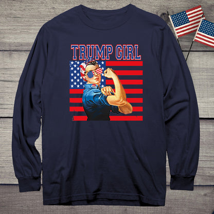 Trump Girl Flag Long Sleeve Tee