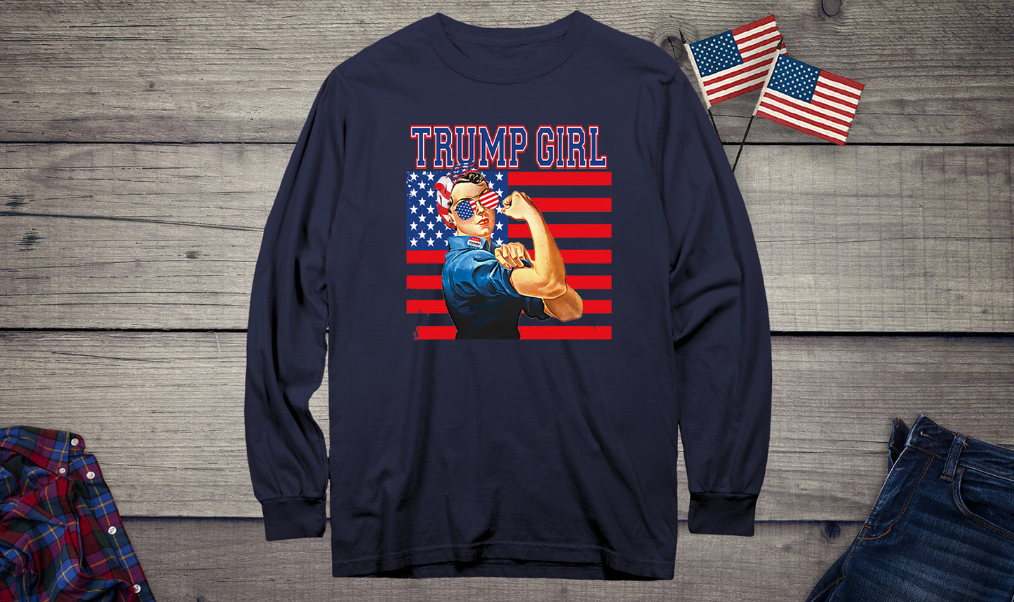 Trump Girl Flag Long Sleeve Tee