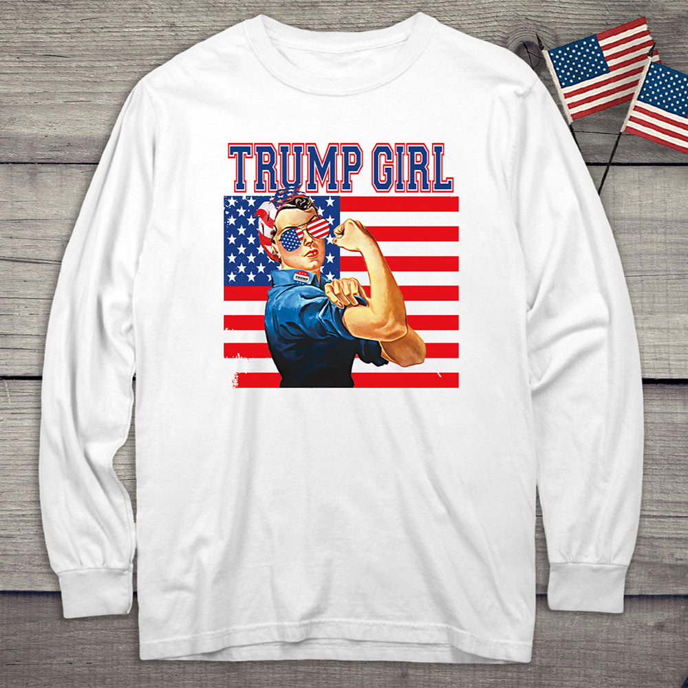 Trump Girl Flag Long Sleeve Tee