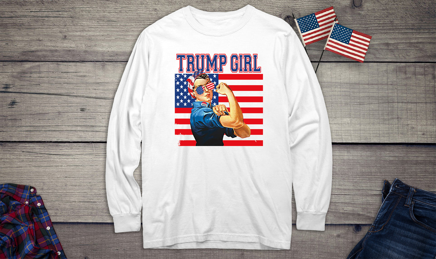 Trump Girl Flag Long Sleeve Tee