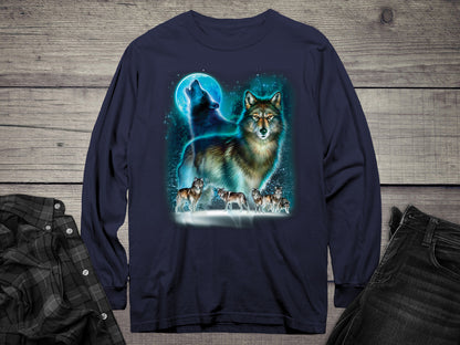 Wolf Moon Silhouette Long Sleeve Tee