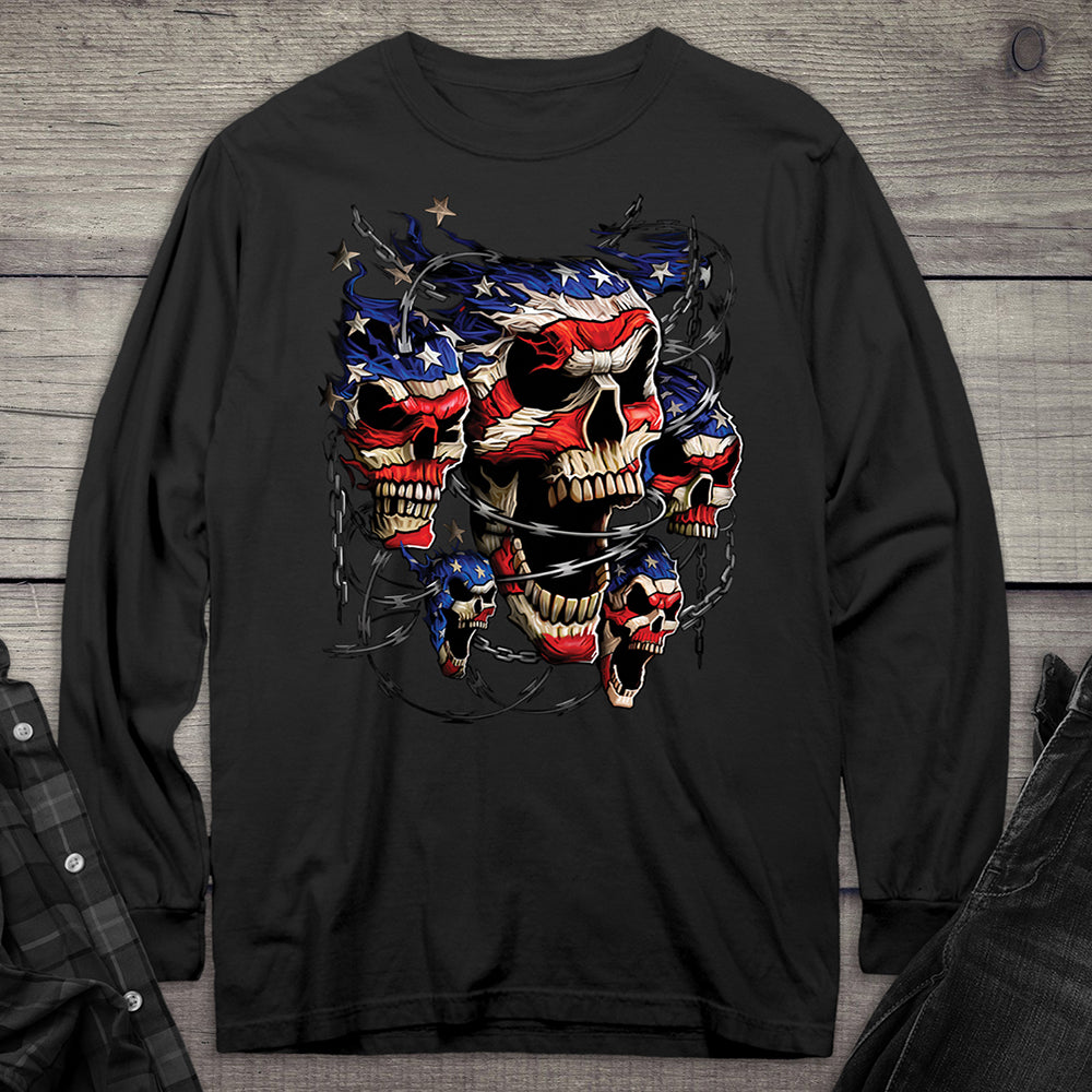 Patriotic Skull Long Sleeve Tee