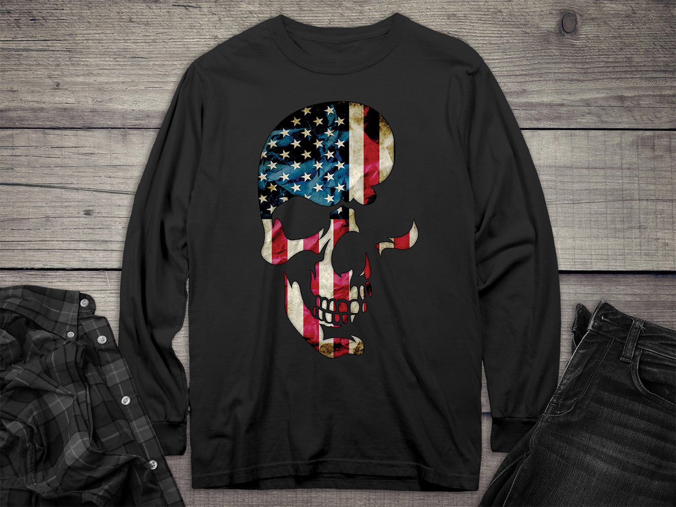 Skull Americana Long Sleeve Tee