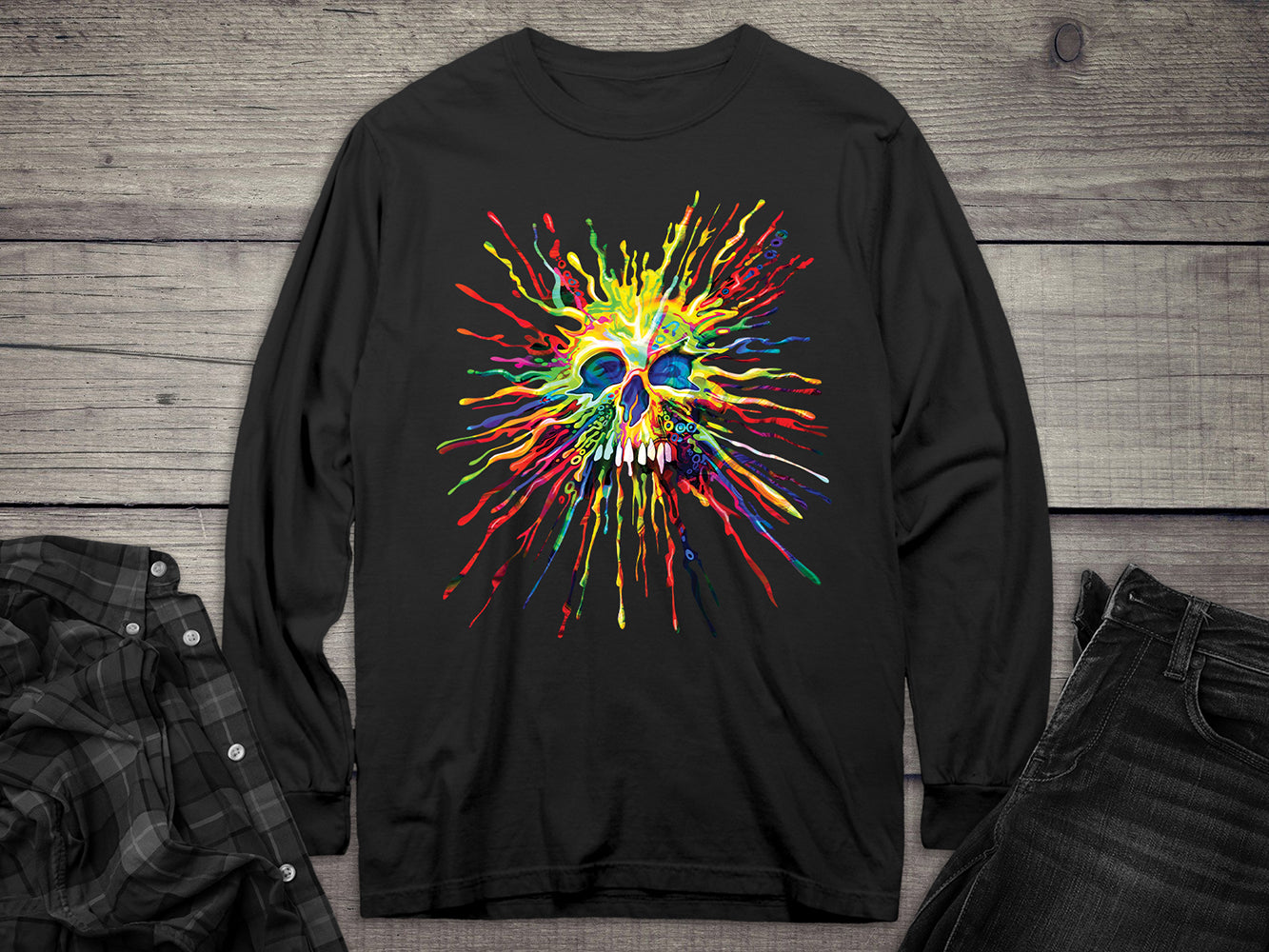 Splatter Skull Long Sleeve Tee