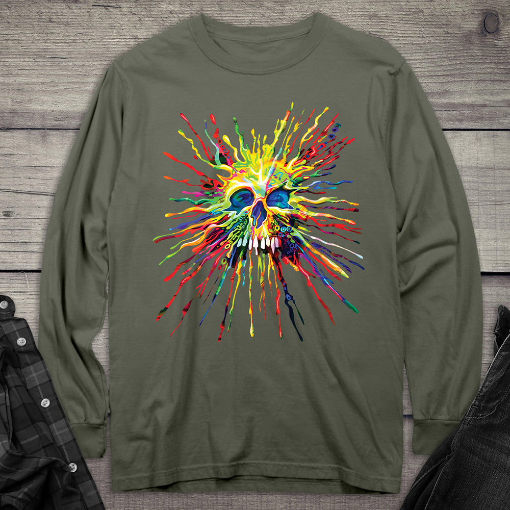 Splatter Skull Long Sleeve Tee