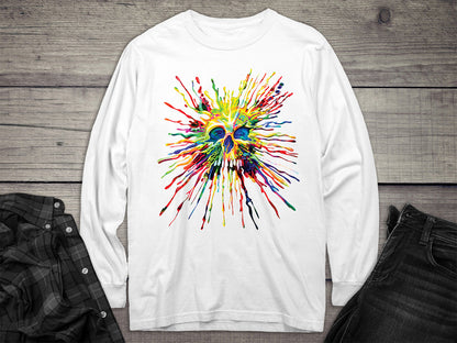 Splatter Skull Long Sleeve Tee