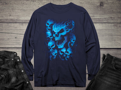 Blue Skulls Long Sleeve Tee