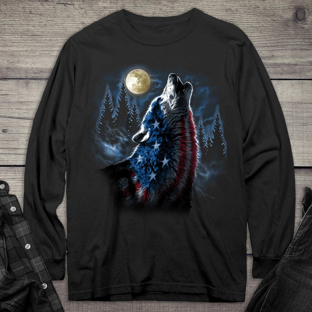 Flag Wolf Americana Long Sleeve Tee