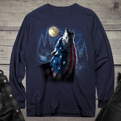 Flag Wolf Americana Long Sleeve Tee