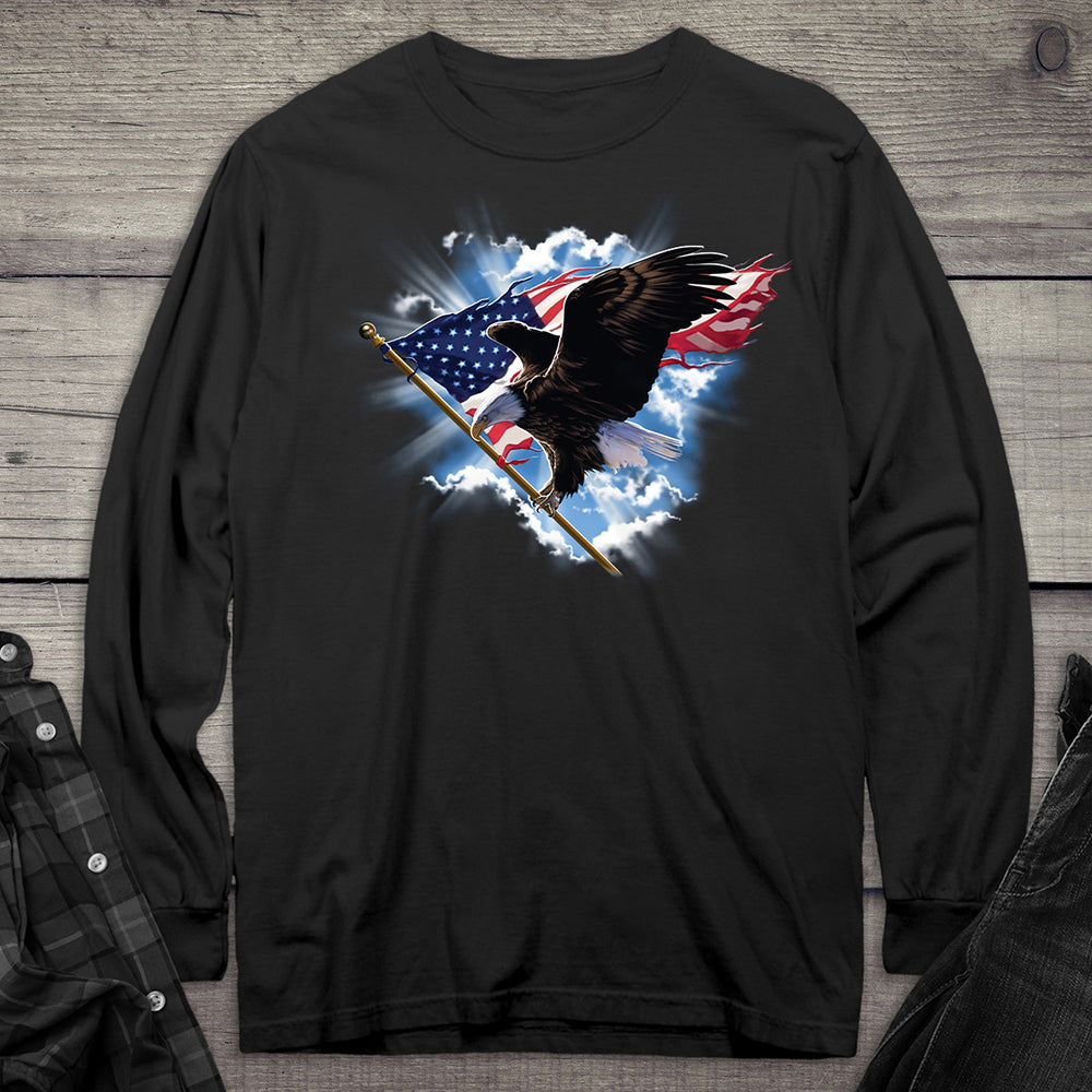 Patriotic Flying Eagle Long Sleeve Tee