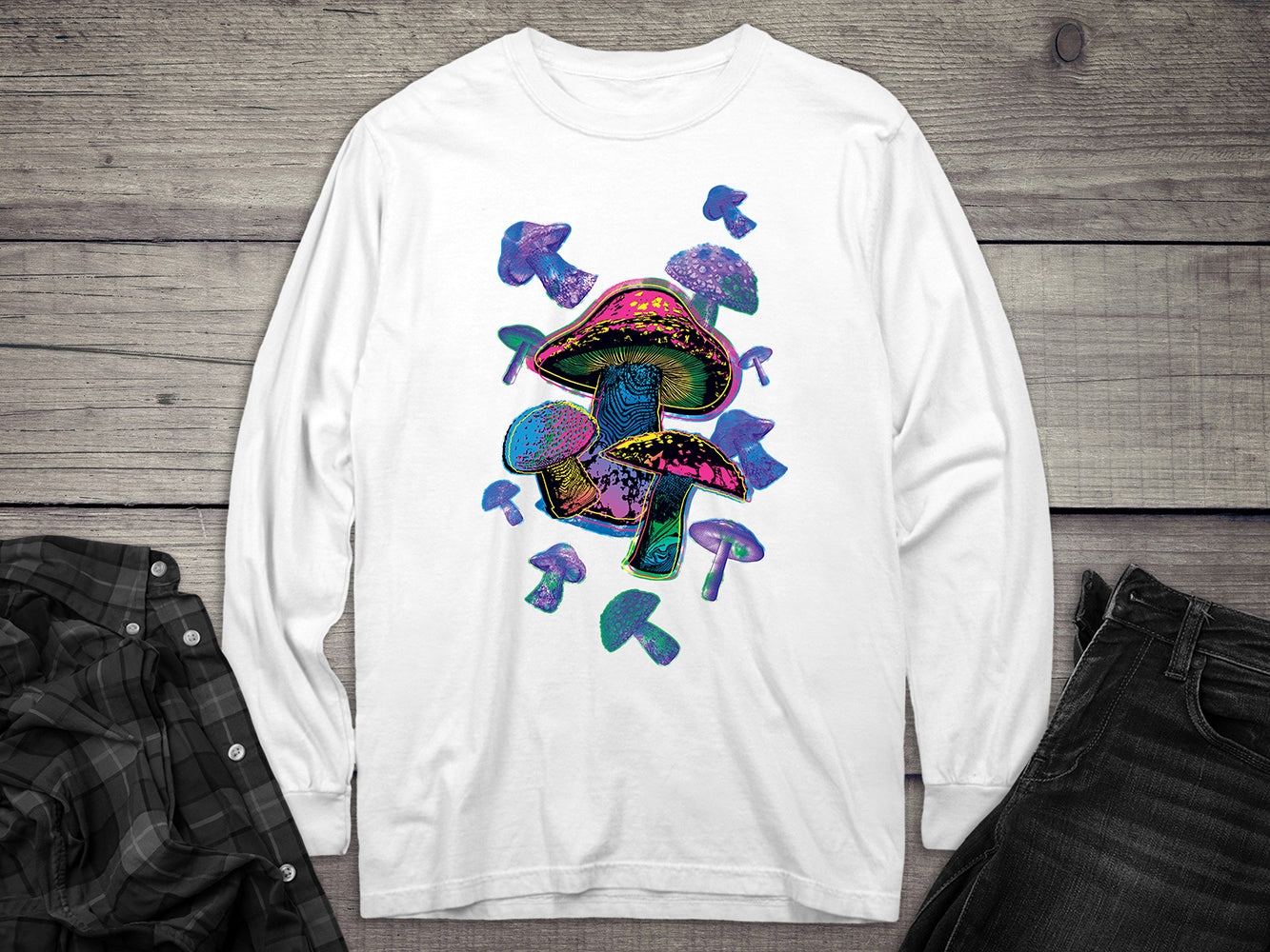 Colorful Mushrooms Long Sleeve Tee