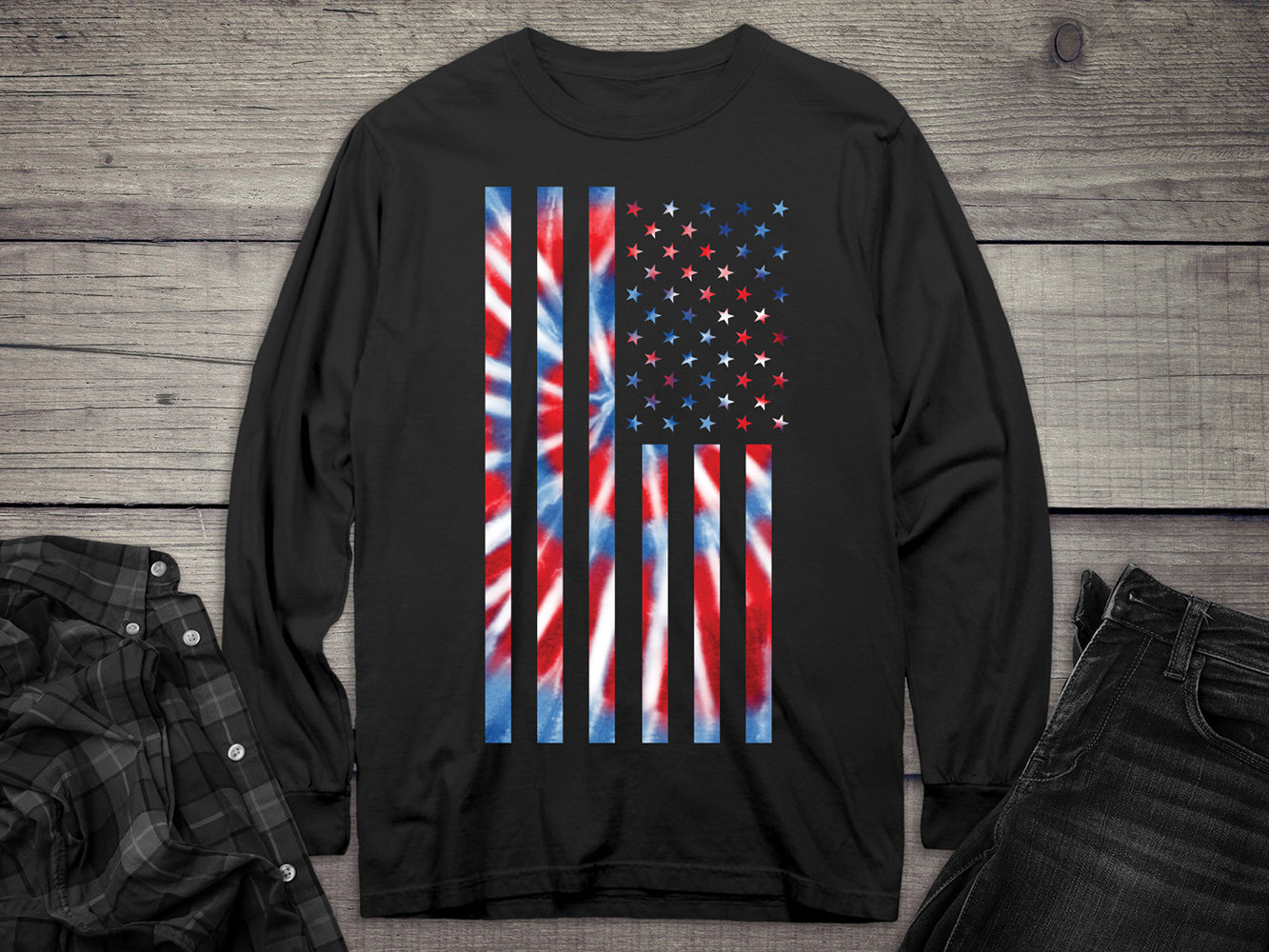 Tie Dye Flag Long Sleeve Tee