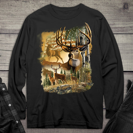 American Deer Long Sleeve Tee