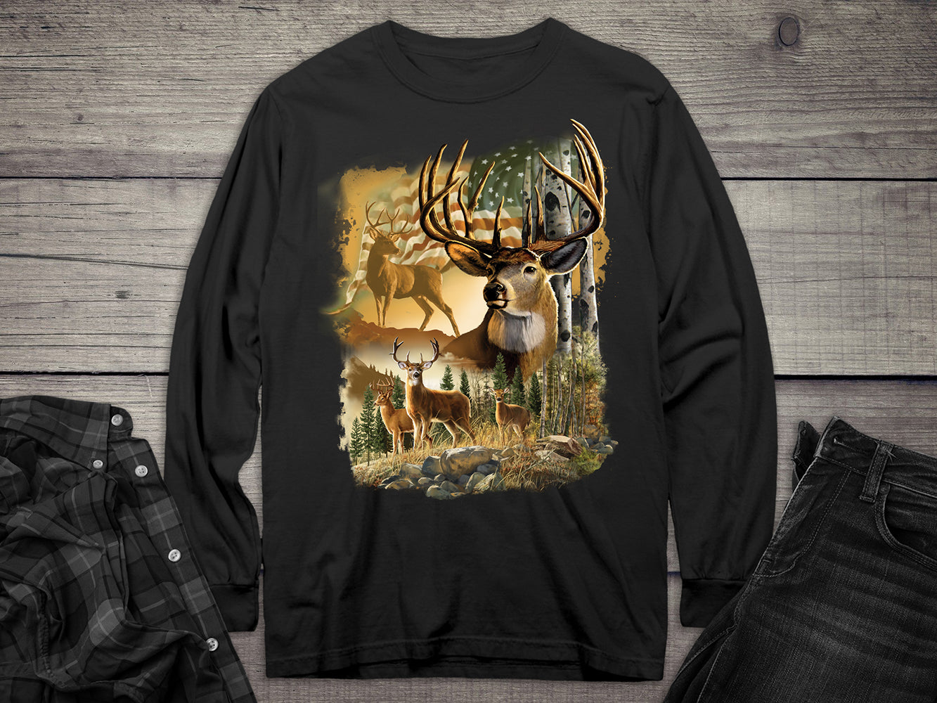 American Deer Long Sleeve Tee