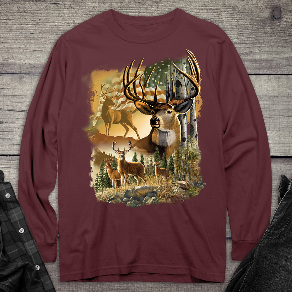 American Deer Long Sleeve Tee