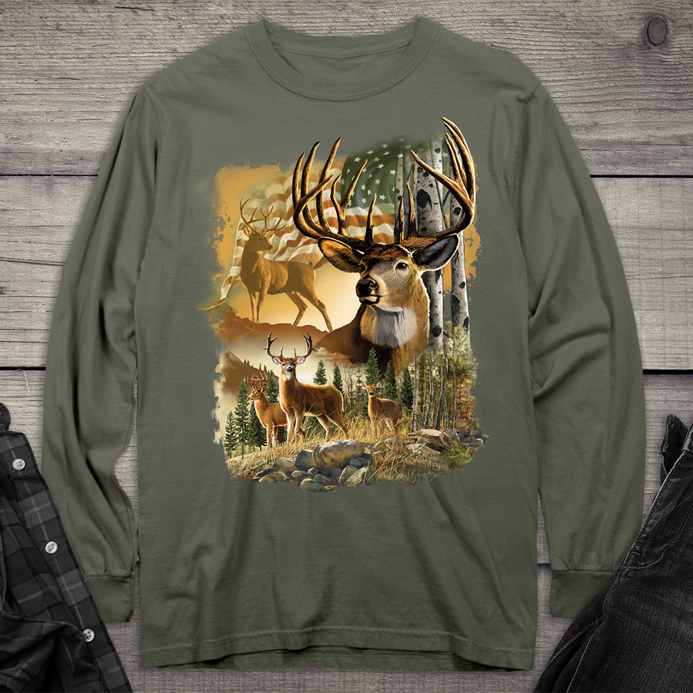 American Deer Long Sleeve Tee