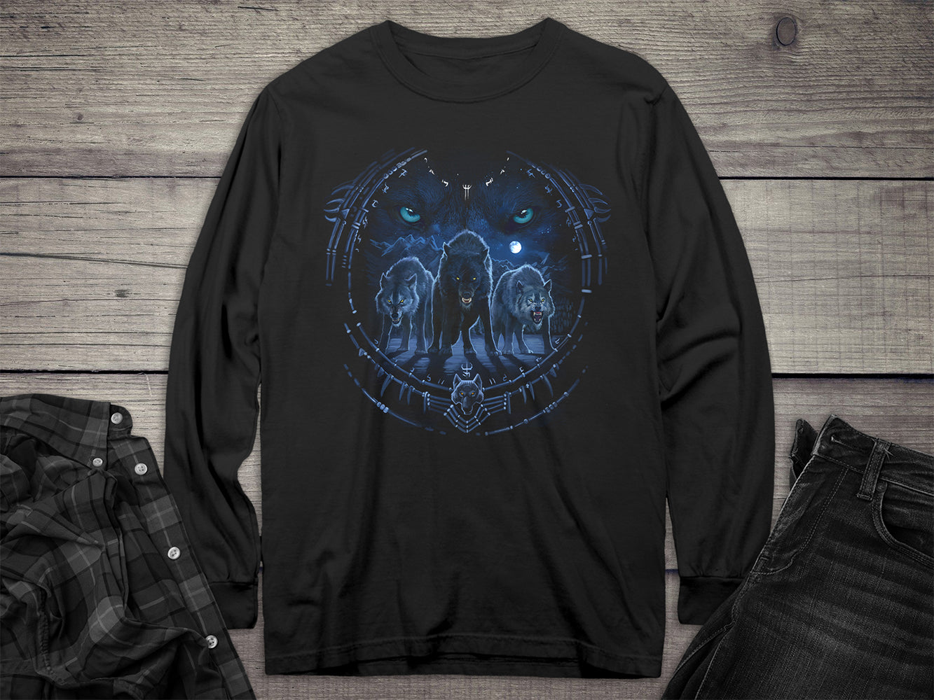 Wolf Tribal Long Sleeve Tee