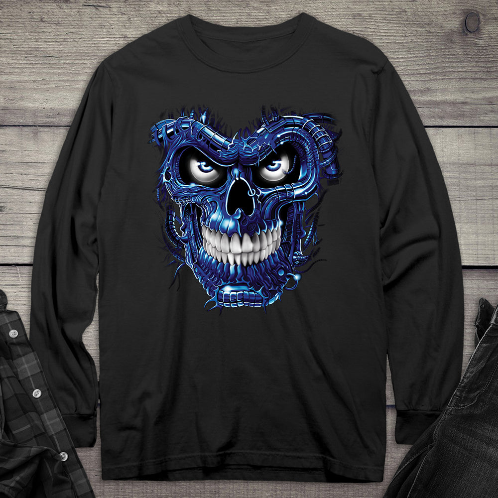 Terminator Skull Blue Long Sleeve Tee