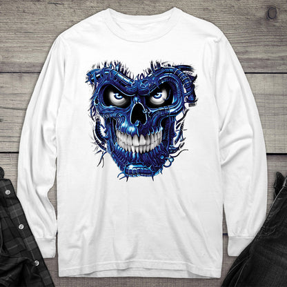 Terminator Skull Blue Long Sleeve Tee