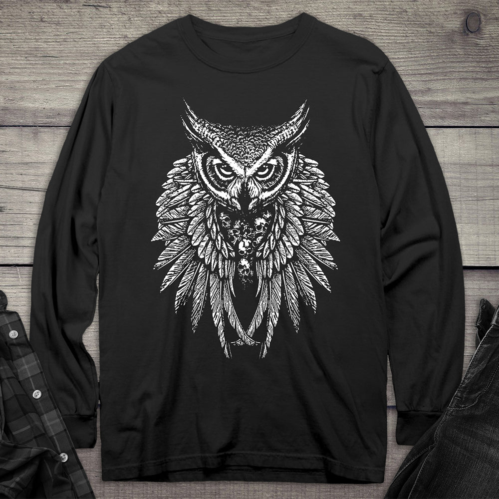 Owl Skull Wings Long Sleeve Tee