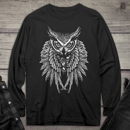 Owl Skull Wings Long Sleeve Tee