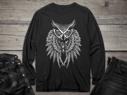 Owl Skull Wings Long Sleeve Tee